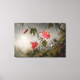 MARTIN J. HEADE - Passiebloemen en kolibries Canvas Afdruk