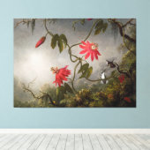 MARTIN J. HEADE - Passiebloemen en kolibries Canvas Afdruk (Insitu (Houten vloer))