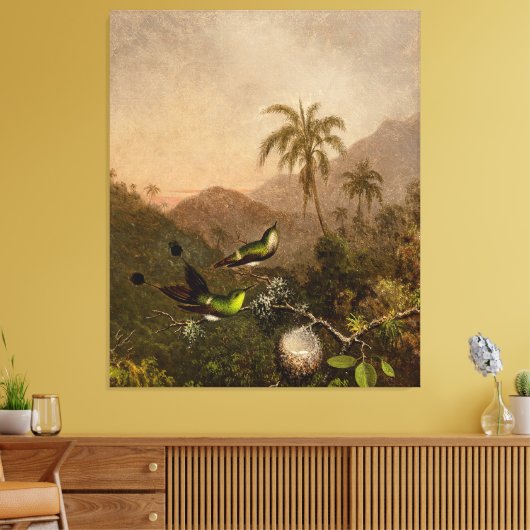 MARTIN J.HEADE - Twee groene kolibries - Canvas Afdruk (Insitu (Woonkamer))