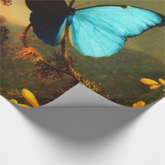 Martin Johnson Heade Blue Morpho Butterfly  Cadeaupapier (Hoek)