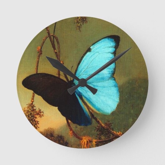 Martin Johnson Heade Blue Morpho Butterfly Ronde Klok (Voorkant)
