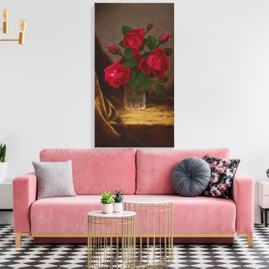Martin Johnson Heade Jacqueminot Rozen Canvas Afdruk (Insitu (Woonkamer))