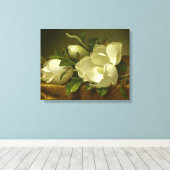 Martin Johnson Heade - Magnolias op Gold Velvet Canvas Afdruk (Insitu (Houten vloer))