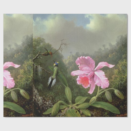 Martin Johnson Heade Orchid en Hummingbird Cadeaupapier (Vlak)