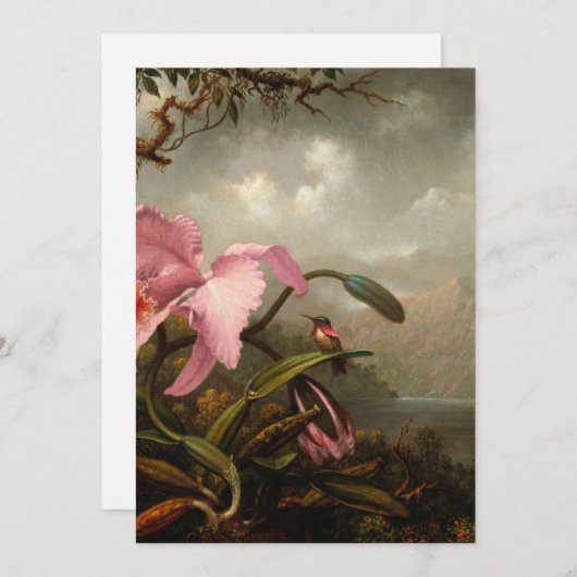Martin Johnson Heade - Orchid en Hummingbird Feestdagenkaart (Voorkant / Achterkant)