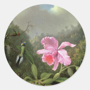 Martin Johnson Heade Orchid en Hummingbird Ronde Sticker