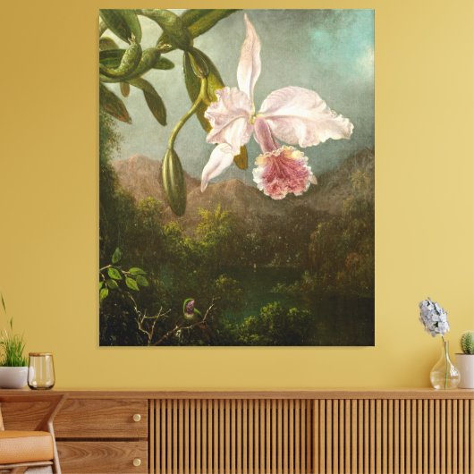 MARTIN JOHNSON HEADE - Orchideeënbloesems - 1873 - Canvas Afdruk (Insitu (Woonkamer))