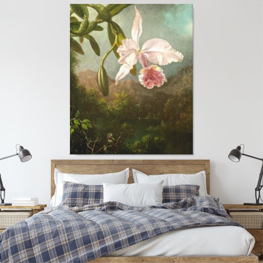 MARTIN JOHNSON HEADE - Orchideeënbloesems - 1873 - Canvas Afdruk (Insitu (Slaapkamer))