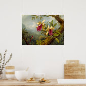 Martin Johnson Heade - Orchids en kolibrie Poster (Keuken)