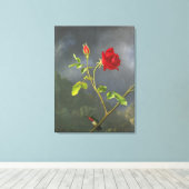 MARTIN JOHNSON HEADE - Rode Roos met Ruby Throat - Canvas Afdruk (Insitu (Houten vloer))