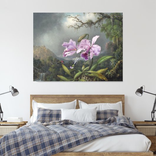 MARTIN JOHNSON HEADE - Studie van een orchidee - 1 Canvas Afdruk (Insitu (Slaapkamer))