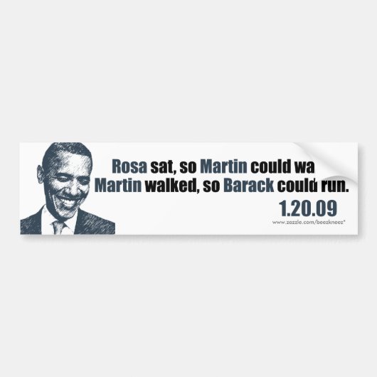 Martin liep zo dat Barack kon rennen. Bumpersticker (Voorkant)