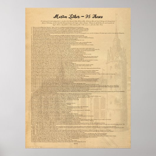 Martin Luther 95 Theses (Eng) Wittenberg Church Poster (Voorkant)