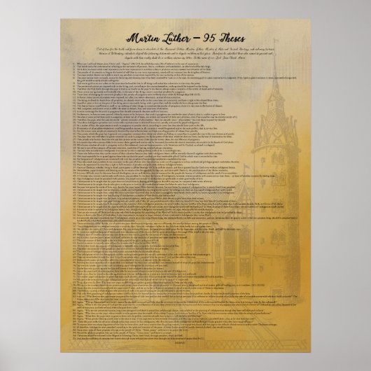 Martin Luther 95 Theses in het Engels Poster (Voorkant)