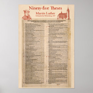 Martin Luther 95 Theses (oorspronkelijk Latijn) Poster