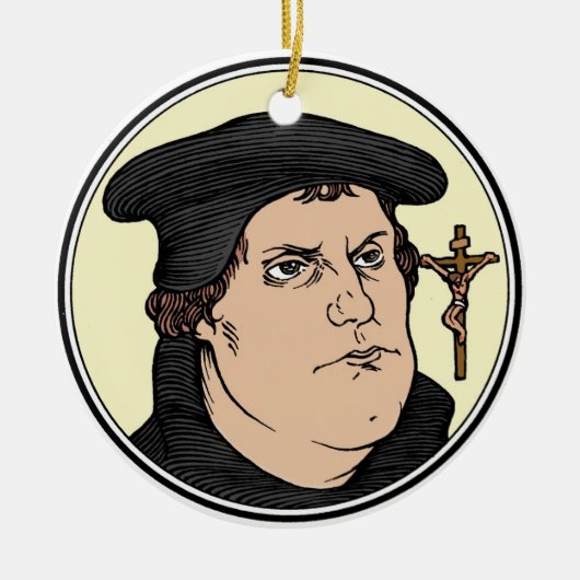 Martin Luther bekent met Christelijk gekruisigde v Keramisch Ornament (Voorkant)