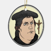 Martin Luther bekent met Christelijk gekruisigde v Keramisch Ornament (Links)
