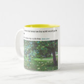 Martin Luther citeert de wereld die in stukken gaa Tweekleurige Koffiemok (Voorkant links)