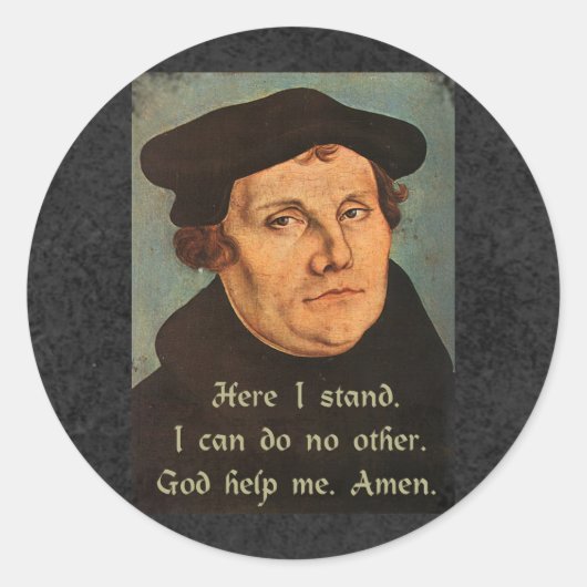 Martin Luther Hier sta ik citaat Ronde Sticker (Voorkant)