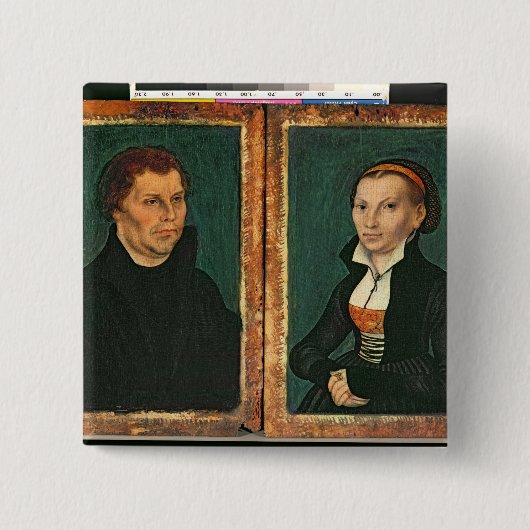 Martin Luther, Katharina von Bora, c.1526 Vierkante Button 5,1 Cm (Voorkant)