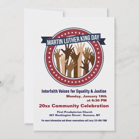 Martin Luther King Intergeloof Celebration Invite Kaart (Voorkant)