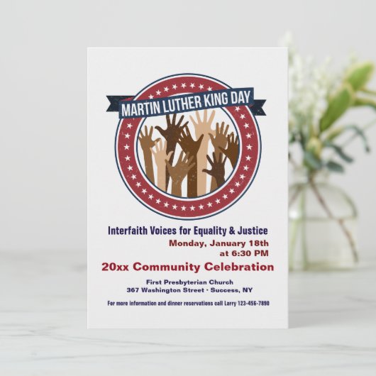 Martin Luther King Intergeloof Celebration Invite Kaart (Staand voorkant)