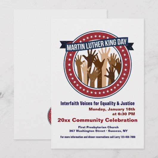 Martin Luther King Intergeloof Celebration Invite Kaart (Voorkant / Achterkant)
