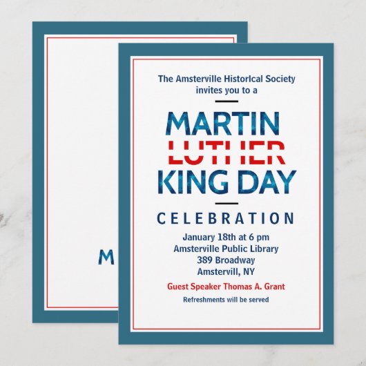 Martin Luther King Jr. Uitnodiging (Voorkant / Achterkant)