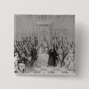 Martin Luther voor Charles V Vierkante Button 5,1 Cm