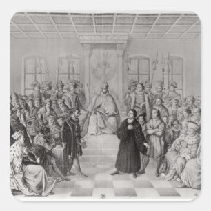 Martin Luther voor Charles V Vierkante Sticker