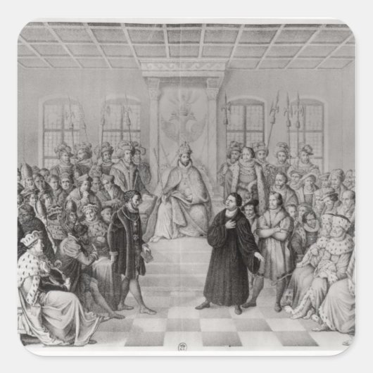 Martin Luther voor Charles V Vierkante Sticker (Voorkant)