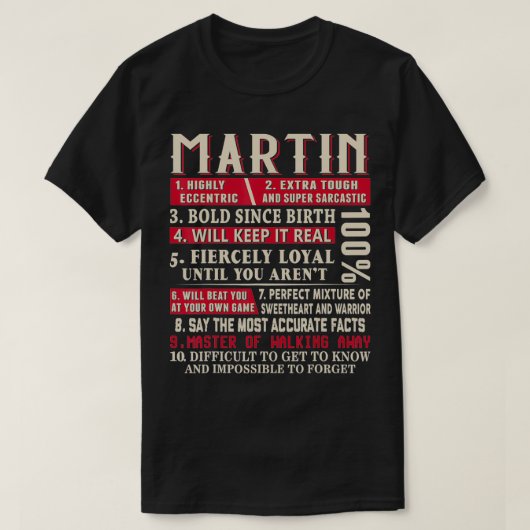 Martin Name Gift Martin Surname T-shirt (Design voorkant)