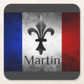 Martin Name with French Flag Kartonnen Onderzetters (Voorkant)