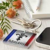 Martin Name with French Flag Sleutelhanger (Voorkant Rechts)