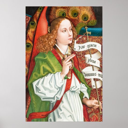 Martin Schongauer Annunciation angel Orlier altar Poster (Voorkant)