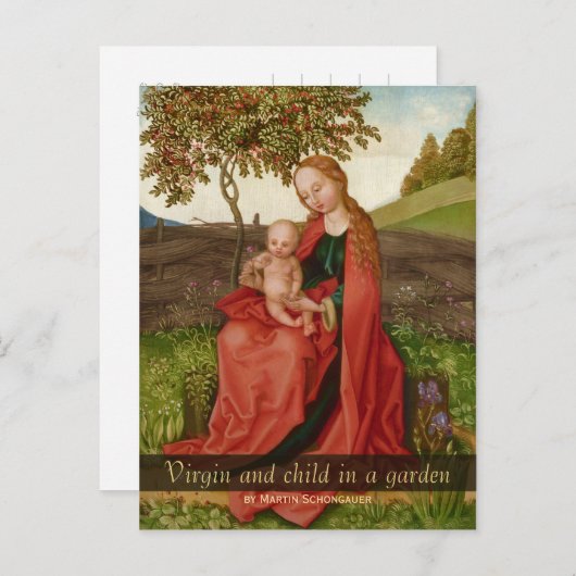 Martin Schongauer De maagd en het kind in een tuin Briefkaart (Voorkant / Achterkant)