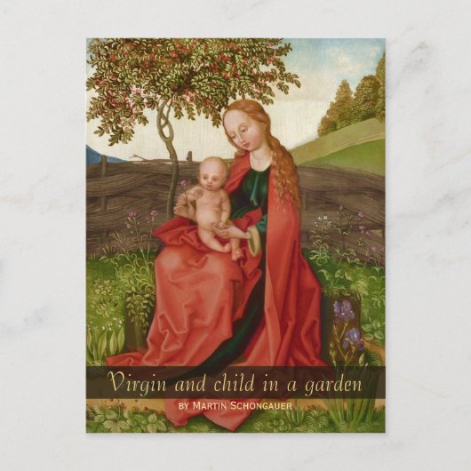 Martin Schongauer De maagd en het kind in een tuin Briefkaart (Voorkant)
