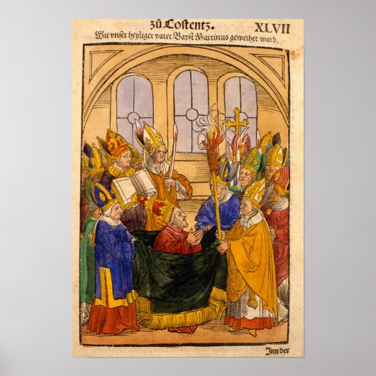 Martin V is geïnstalleerd als paus Poster (Voorkant)