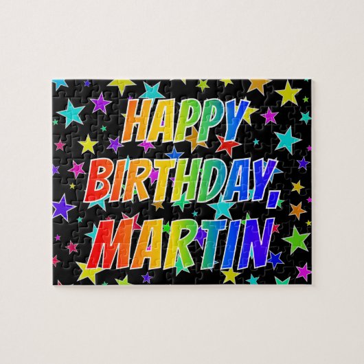 "MARTIN" Voornaam, geun "HAPPY BIRTHDAY" Legpuzzel (Horizontaal)