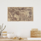 Martin Waldseemuller's  Wereldkaart van 1507 Poster (Keuken)