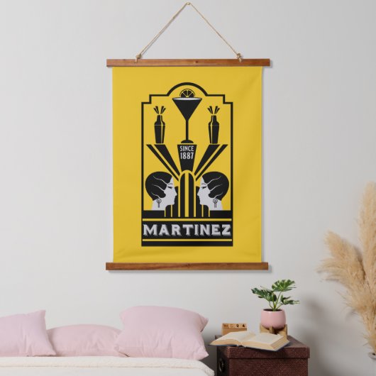 Martinez Cocktail Art Deco Hangend Wandkleed (Slaapkamer)