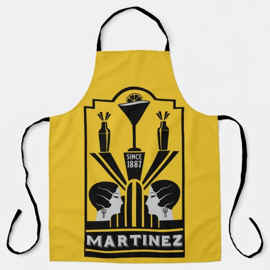 Martinez Cocktail Art Deco Schort (Voorkant)