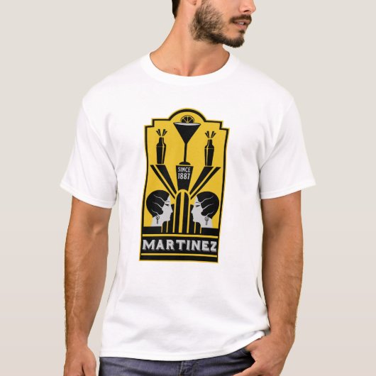 Martinez Cocktail Art Deco T-shirt (Voorkant)