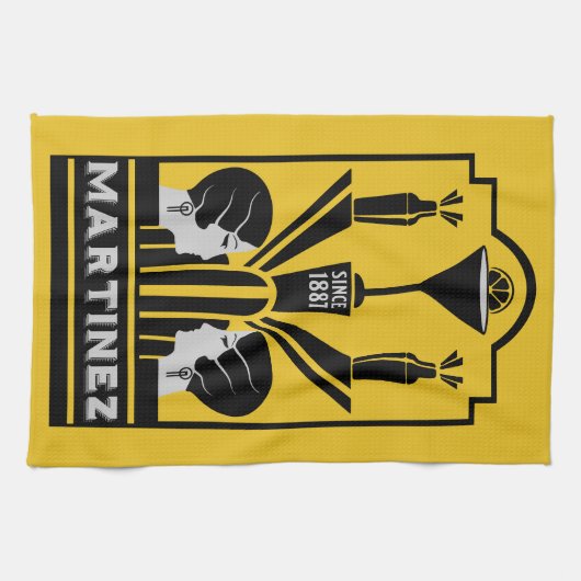 Martinez Cocktail Art Deco Theedoek (Horizontaal)