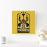 Martinez Cocktail Art Deco Vierkante Klok<br><div class="desc">Martinez Cocktail Art Deco. © Copyright VERHEFFEN | Alleen HGI-winkels. Alle rechten voorbehouden. Origineel professioneel kunstwerk. Groot als muurdecor, bardecor of als gift.</div>