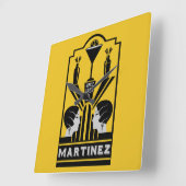 Martinez Cocktail Art Deco Vierkante Klok (Hoek)