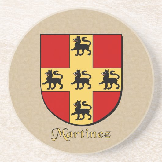 Martinez Heraldic Shield Zandsteen Onderzetter (Voorkant)