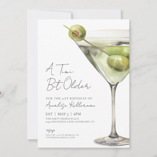 Martini 21e verjaardagsfeest kaart (Voorkant)