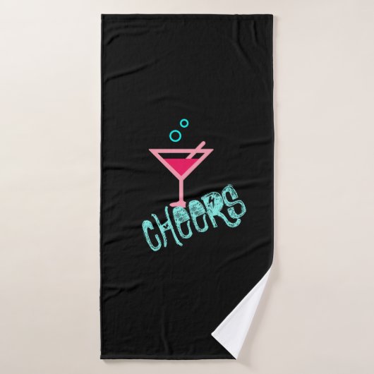 Martini - Alcohol Drink Pop Art, Roze & Turquoise Badhanddoek (Badhanddoek)