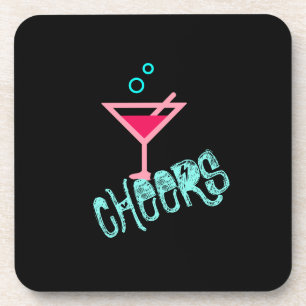 Martini - Alcohol Drink Pop Art, Roze & Turquoise Bier Onderzetter